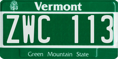 VT license plate ZWC113
