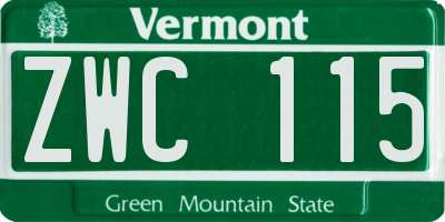 VT license plate ZWC115
