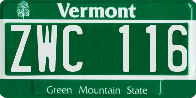 VT license plate ZWC116