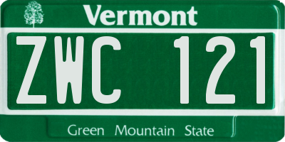 VT license plate ZWC121