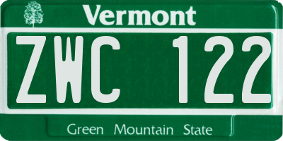 VT license plate ZWC122