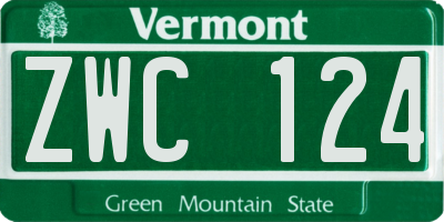 VT license plate ZWC124