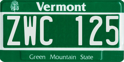 VT license plate ZWC125