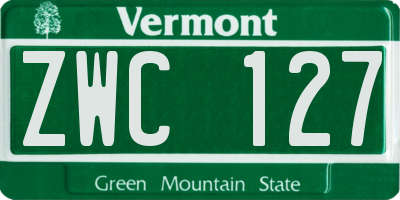 VT license plate ZWC127