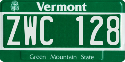 VT license plate ZWC128
