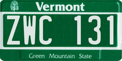 VT license plate ZWC131