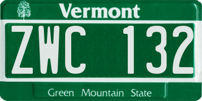 VT license plate ZWC132