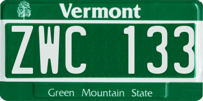 VT license plate ZWC133
