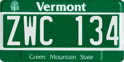 VT license plate ZWC134