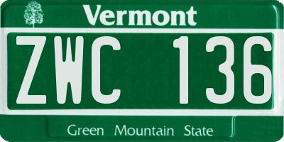 VT license plate ZWC136