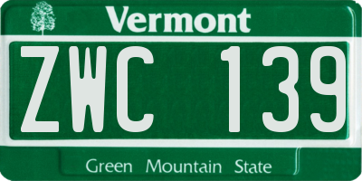 VT license plate ZWC139