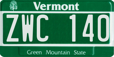 VT license plate ZWC140