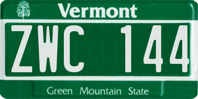 VT license plate ZWC144