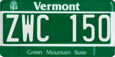 VT license plate ZWC150