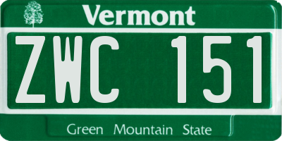 VT license plate ZWC151