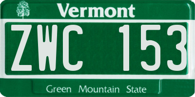 VT license plate ZWC153