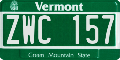 VT license plate ZWC157