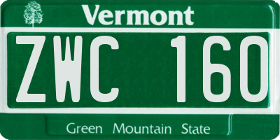 VT license plate ZWC160