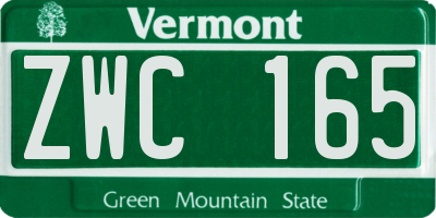 VT license plate ZWC165
