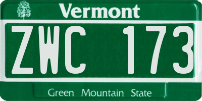VT license plate ZWC173