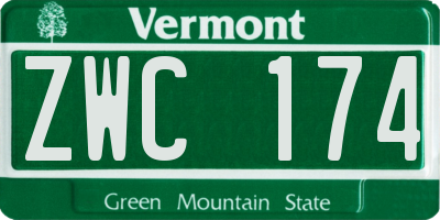 VT license plate ZWC174