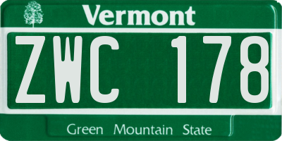 VT license plate ZWC178