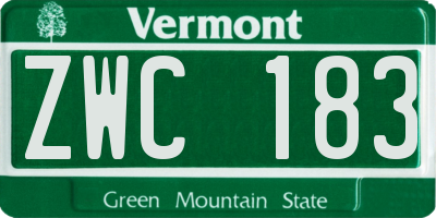 VT license plate ZWC183