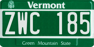 VT license plate ZWC185