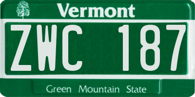 VT license plate ZWC187