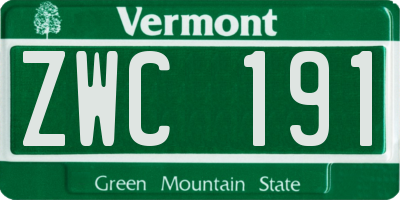 VT license plate ZWC191