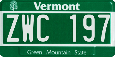 VT license plate ZWC197