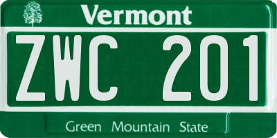 VT license plate ZWC201