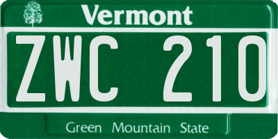 VT license plate ZWC210