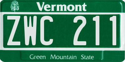 VT license plate ZWC211