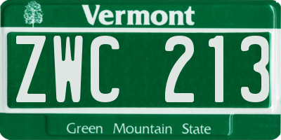 VT license plate ZWC213