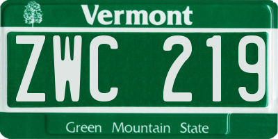 VT license plate ZWC219