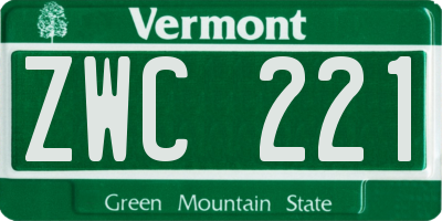 VT license plate ZWC221