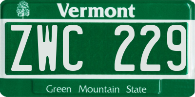 VT license plate ZWC229