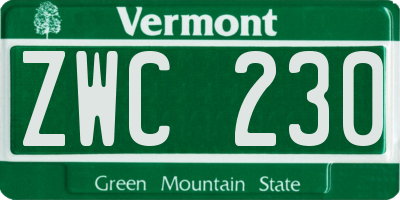 VT license plate ZWC230