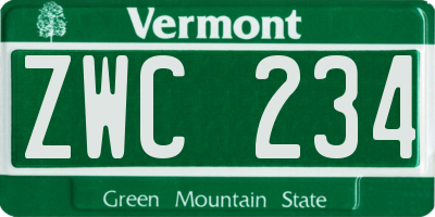VT license plate ZWC234