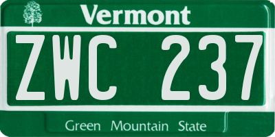 VT license plate ZWC237