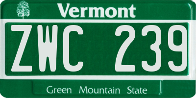 VT license plate ZWC239