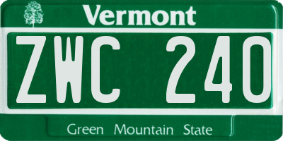VT license plate ZWC240