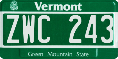 VT license plate ZWC243