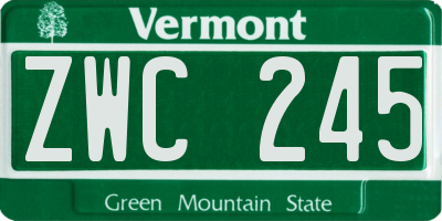 VT license plate ZWC245