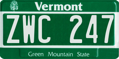 VT license plate ZWC247