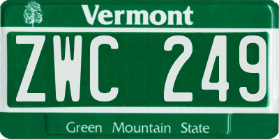 VT license plate ZWC249