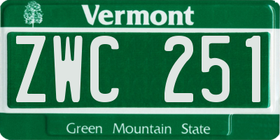 VT license plate ZWC251