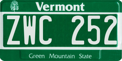 VT license plate ZWC252