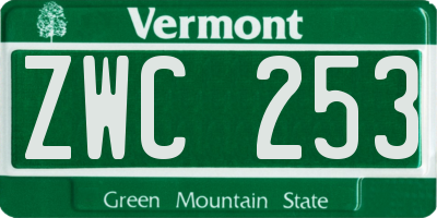 VT license plate ZWC253